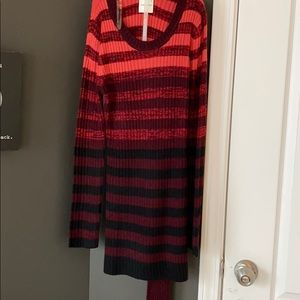 Sweater dress with scarf